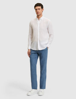 Beyaz Regular Fit %100 Keten G_mlek