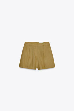 HIGH-WAIST LINEN BLEND BERMUDA SHORTS - Zara фото 4
