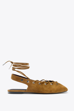 SUEDE TIE SLINGBACK SHOES