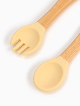 Тарелка детская секционная с ложкой и вилкой, 3 секции, бирюзовый, Mum&Baby