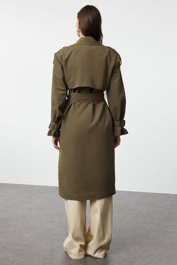 Trendyolmilla Haki Kemerli Ruzgarl?k Detayl? Su Itici Uzun Trenckot TWOSS21TR0005  фото 57