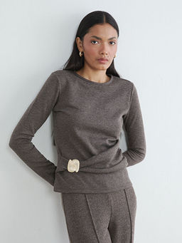 Bisiklet Yaka B?zg?l? Toka Detayl? Bluz