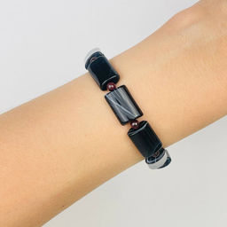 Браслет из полосатого Агата и Граната 20 см