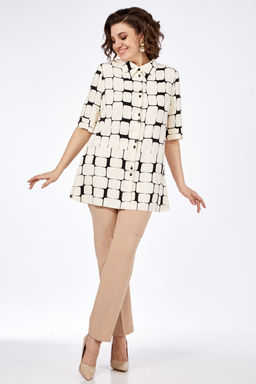 Блуза Элль стиль 2279а бежевый/принт геометрия  фото 5