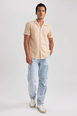 Рубашка приталенного кроя с коротким рукавом - Defacto фото 3