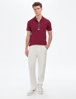 Bordo Slim Fit %100 Pamuk K_vr_lmaz Polo Yaka Basic Ti__rt
