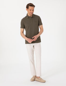 Haki Slim Fit %100 Pamuk K_vr_lmaz Amerikan Pike Polo Yaka Basic Ti__rt - Pierre cardin фото 4