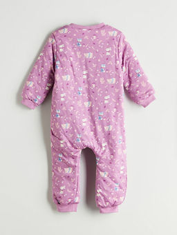 Bask?l? Fermuarl? K?z Bebek Uyku Tulumu