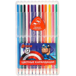 Цветные карандаши, 12 цветов, трехгранные, «Мстители»