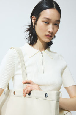 Top en punto de canal? con cuello camisero - H&m фото 2