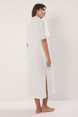 Trendyolmilla Fusya Maxi Dokuma %100 Pamuk Nak?sl? Plaj Elbisesi TBESS25EL00026  фото 15