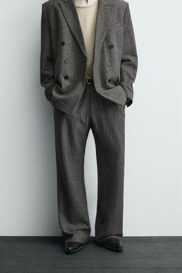 HERRINGBONE TEXTURED SUIT TROUSERS WITH WOOL - Zara фото 2