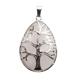 Подвеска Дерево Жизни с камнем Розовый кварц оберег на счастье и любовь 3см