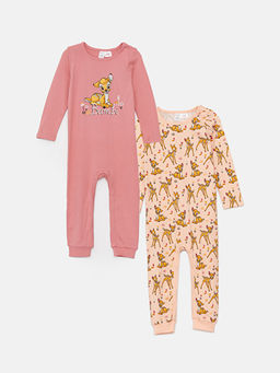 Bisiklet Yaka Bambi Bask?l? K?z Bebek Tulum 2li