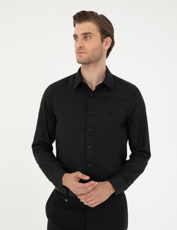 Рубашка Pierre Cardin Slim Fit черная с длинным рукавом