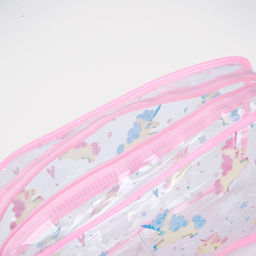 Косметичка на молнии для бассейна, с ручкой, с принтом Unicorn, розовая - Simaland фото 3