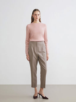 Y?ksek Bel Cigarette Kad?n Pileli Pantolon