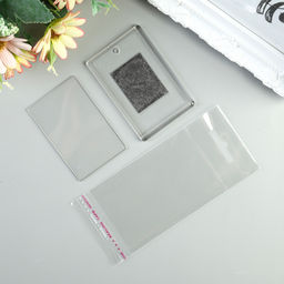 Цена за 25 шт. Заготовка акрилового магнита, 5×7.5 см, прозрачный, (набор 2 детали+пакет)