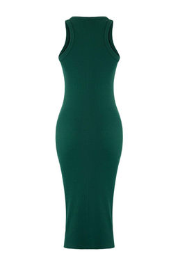 TRENDYOLMILLA Siyah Fitilli Bodycone/Vucuda Oturan Bisiklet Yaka Esnek Midi Orme Kalem Elbise TWOSS22EL1575 фото 12