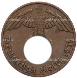 Монета 1 рейхспфенниг 1938 года E Германия
