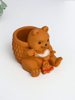 Подставка для мелочей Медведь с корзинкой, 9?10?8 см, гипс, коричневый
