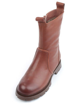 04-M2-245 BROWN Ботинки зимние женские (натуральная кожа, натуральный мех)