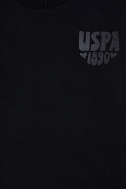 K_z _ocuk Siyah Simli Bask_ Detayl_ Bisiklet Yaka Basic Sweatshirt Sepette S_rpriz _ndirim - U.s. polo assn фото 12