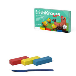 Цена за 1 шт. Пластилин мягкий ErichKrause Baby на растительной основе с Алоэ Вера 6 цветов со стеком, 120 г (в коробке 6 шт)