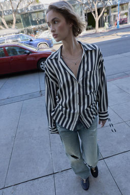 STRIPED SHIRT WITH SIDE LACES - Zara фото 14