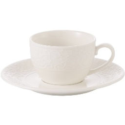 42928 GIPFEL Чайная пара SILVIA: чашка 200 мл и блюдце 16 см. Материал: фарфор. Цвет: белый.