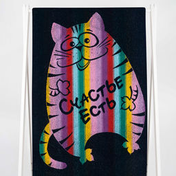 Полотенце махровое 6с102.411ж1 Счастье есть (темно-синяя радужка) 67х150см