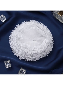 Цена за 6 шт. Бант для волос на резинке «Школьница», волна кружева, d=16 см, белый