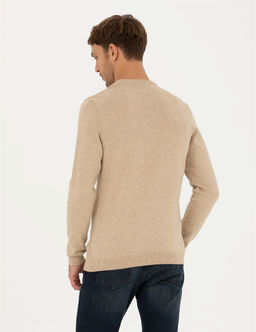 Bej Slim Fit Bisiklet Yaka Triko Kazak - Pierre cardin фото 5