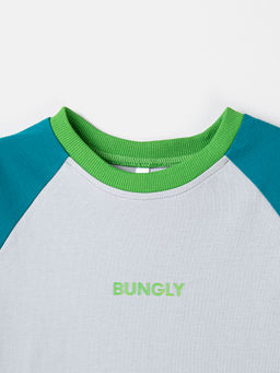 Футболка Колор блок Пепел/Изумруд - Bungly фото 3