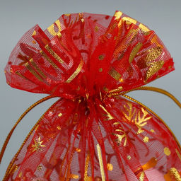 Цена за 20 шт. Мешочек подарочный новогодний органза Happy new year, 16×24 см ± 1.5 см