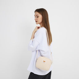 Сумка кросс-боди на молнии «Шиба», бежевая