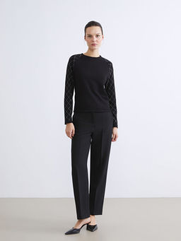 Bisiklet Yaka Ta?l? Kad?n Triko Kazak