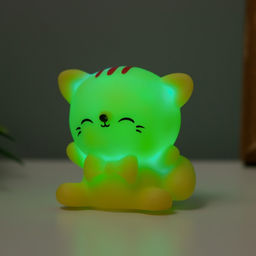 Фигурка светящаяся RISALUX «Счастливый кот», LED-ночник, 2 Вт, LR44, жёлтый, 3.5×4×4 см