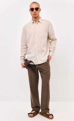 Рубашка д/р лен F111-0450-1 beige - Fine joyce фото 3