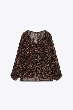 ANIMAL PRINT SEMI-SHEER BLOUSE - Zara фото 7