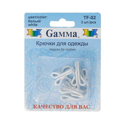 Gamma TF-02 Крючки шубные обтяжные в блистере 36 мм в блистере 3 шт. белый