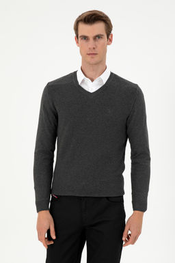 Мужской базовый свитер антрацитового меланжа