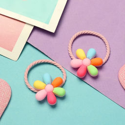 Цена за 6 шт. Резинка для волос Крошка (набор 2 шт) семицветик,3 см,разноцвет