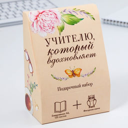 Подарочный набор, ежедневник А6, 120 л., фигурная свеча «Учителю, который вдохновляет»