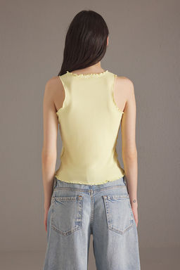 Ac?k Sar? Nervurlu Fitted/Vucuda Oturan Orme Atlet TWOSS25AL00032