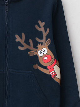 Kap??onlu Y?lba?? Temal? Uzun Kollu Erkek ?ocuk Fermuarl? Sweatshirt - Waikiki фото 3