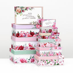 Набор коробок прямоугольных 10 в 1 «Цветочный», 30×19×11 - 12×6.5×4 см