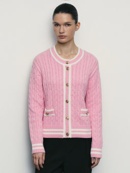 Кардиган с рельефным рисунком из хлопка / Zarina  фото 3