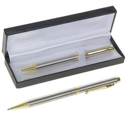 Ручка подарочная, шариковая «Проект» в кожзам футляре, поворотная