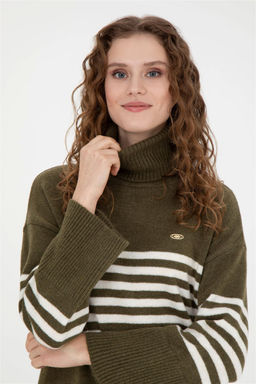 Женский меланжевый свитер цвета хаки - U.s. polo assn фото 2